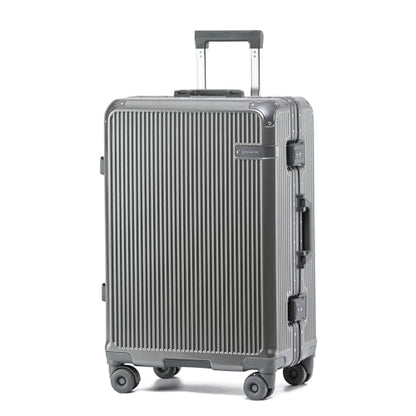 24 Inch Zipperless Checked In Luggage with Aluminum Frame, Grey - color: Grey, size: Checked in 24inch