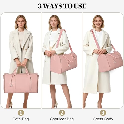 Geestock 2-in-1 Convertible Garment Bags for Travel with Shoe Pouch, Pink - color: Pink