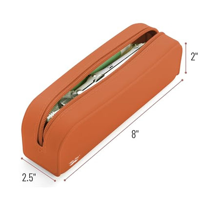 Mr. Pen- Silicone Pencil Case, Aesthetic Pencil Bag for Women, Makeup Pouch - color: Terracotta
