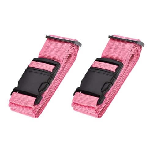uxcell Luggage Straps Suitcase Belts 2x78 2Mx5cm Pink 2Pcs | Adjustable PP Travel Bag Packing Accessories with Buckle Label - color: Pink