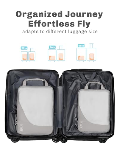 2 Set Compression Packing Cubes for Suitcases,Luggage,Travel Bag Organizer - color: Light Grey-2 PCS