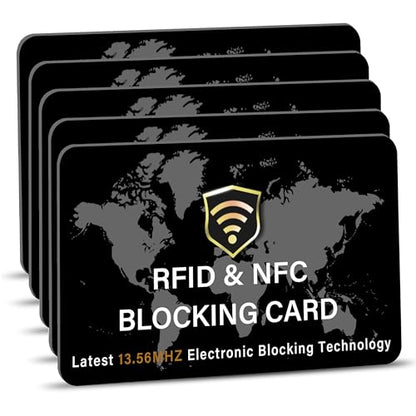 SaiTech IT 5 Pack RFID Blocking Card for Credit Debit ID Card, WM Black - color: Black WM