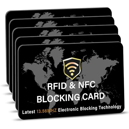SaiTech IT 5 Pack RFID Blocking Card for Credit Debit ID Card, WM Black - color: Black WM