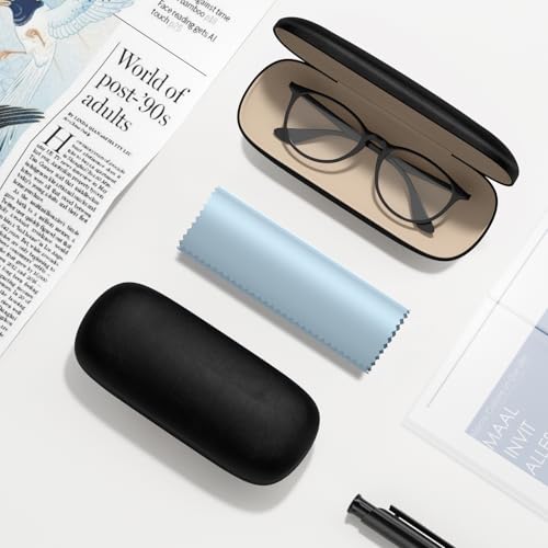 Eyeglasses Case, Hard Shell Protective Case for Glasses, Unisex for Women Men - color: Black