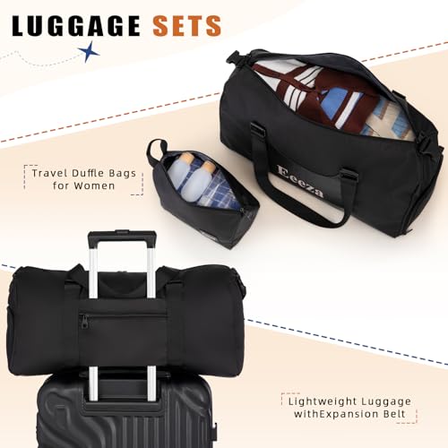 Eeeza Carry On Luggage Set 3 Piece Suitcases, Black (20/DB/TB) - color: Black