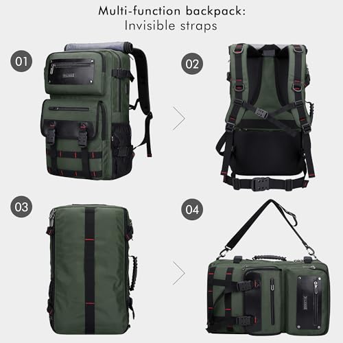 WITZMAN Travel Backpack for Men Duffle Bags Fits 17 Inch Laptop - color: Army Green