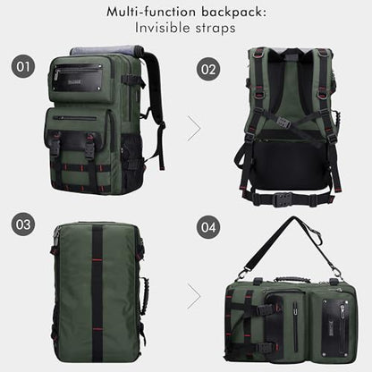 WITZMAN Travel Backpack for Men Duffle Bags Fits 17 Inch Laptop - color: Army Green