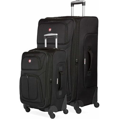 SwissGear Sion Softside Expandable Spinner Luggage Durable Lightweight Travel Suitcase, Black, 2-Piece Set (Carry-On/Large) - color: Black, size: 2-Piece Set (Carry-On/Large)