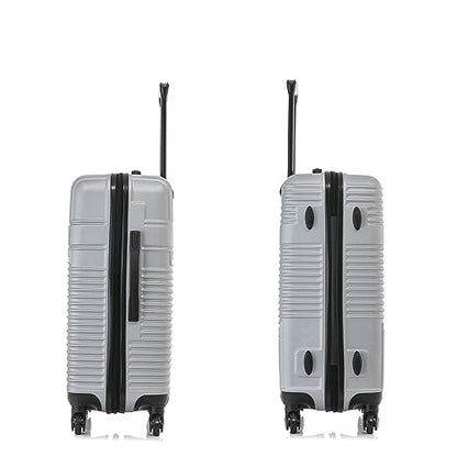 InUSA RESILIENCE Luggage with Spinner Wheels | Durable Lightweight Hardside Suitcase, Spacious Travel Bag with Handle and Trolley | 24-Inch Medium Checked Luggage | Silver - color: Silver, size: 24 Inch