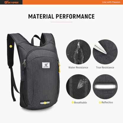 SKYSPER Small Daypack 10L/15L/20L Hiking Backpack Packable Lightweight Travel Day Pack for Women Men - color: Black, size: 20l
