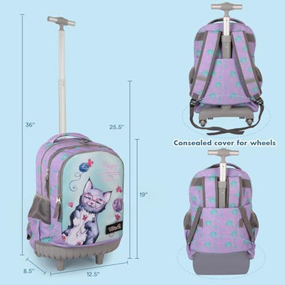 Tilami Rolling Backpack for Boys and Girls,Leopard - color: Yarn Ball