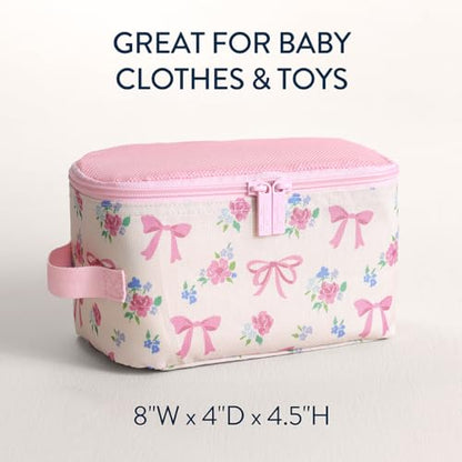 Itzy Ritzy Packing Cubes for Travel, Set of 3 Organizers (Ribbons & Roses) - color: Ribbons & Roses