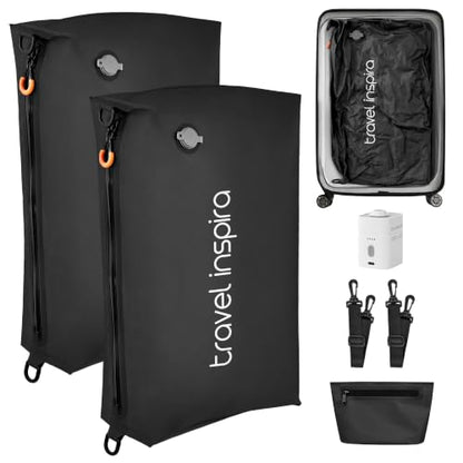 Compression Packing Cube with Electric Pump, Waterproof Travel Storage Bag - size: 2 Bag, 1 Pump