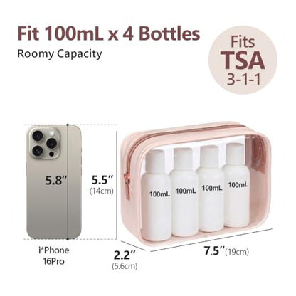 PACKISM TSA Approved Toiletry Bag - Clear Makeup Bag for Travel, Nude Pink - color: Beauty Nude Pink, size: Medium Set