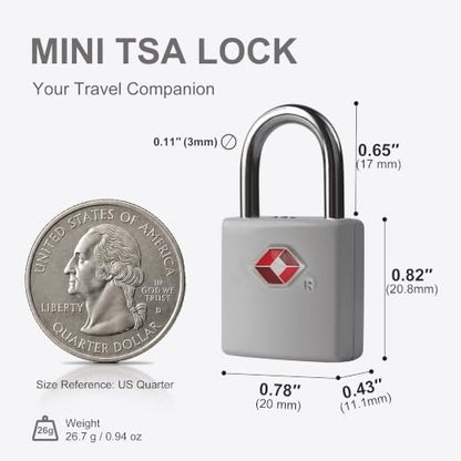 TSA Locks for Luggage, Suitcase, Small Padlock with Key, Metal - color: Gray