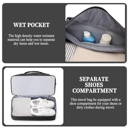 Weekender Bags for Women, Personal Item Travel Bag with Shoes Compartment - color: Black, size: Medium