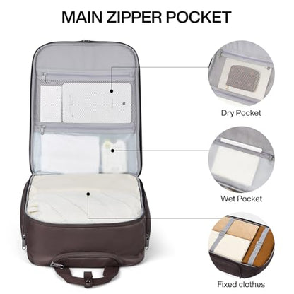 Hanke 16 Inch Underseat Carry On Luggage with 2 Wheels Airline Approved - color: Coffee, size: 16 Inch