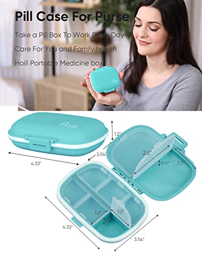 Holii Travel Pill Organizer, 8 Compartments Portable Pill Case （Blue） - color: Blue