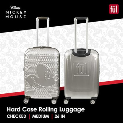 Mickey Mouse Rolling Luggage FŪL Disney Luggage 26" Silver - color: Mickey Mouse - Silver, size: 26 Inch