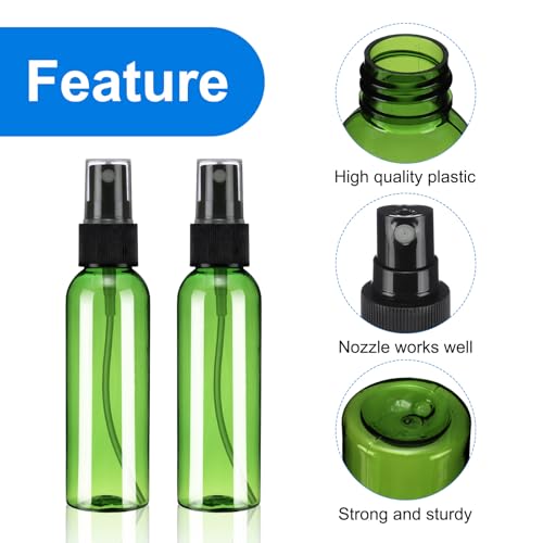 uxcell 10Pack Spray Bottles, 2 Oz/60ML Reusable Clear Empty Mist Plastic Mini Travel Bottle Set,Small Refillable Liquid Containers for Household Use, Essential Oil, Cleaning (Green Black) - color: Green Black