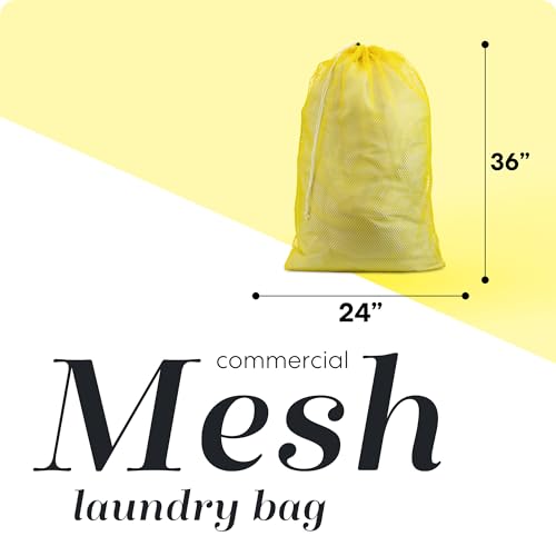 Handy Laundry Mesh XL Laundry Bag 24"x36", Heavy Duty Drawstring, Yellow | XL 24x36 Mesh Laundry Bag, Secure Drawstring, Heavy Duty, Machine Washable, for Delicates Dorm Travel Storage, Yellow