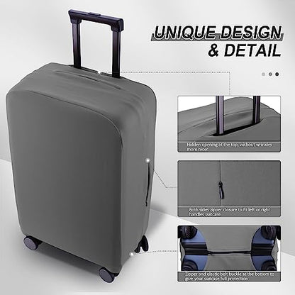 Travel Luggage Cover - Scratch-Resistant Fit 19-31 Inch Suitcase Protector (Slate Gray, L(26-27 inch)) - color: Slate Gray, size: 26-27 inch