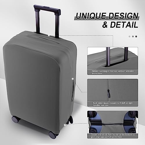Travel Luggage Cover - Scratch-Resistant Fit 19-31 Inch Suitcase Protector (Slate Gray, M(24-25 inch)) - color: Slate Gray, size: 24-25 inch