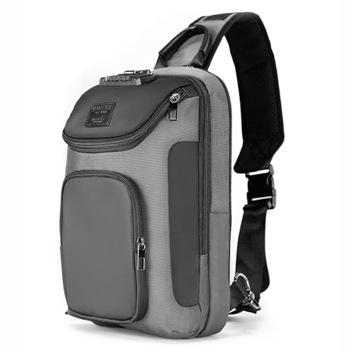 reeyee Men's Sling Bag, Anti-Theft Crossbody Bag for Travel, Gray - color: Gray