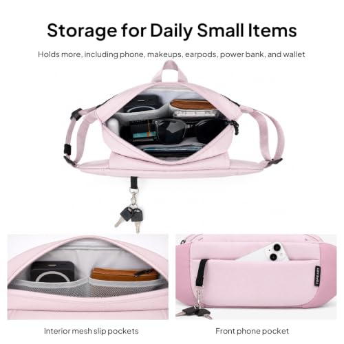 TOPEAST Waist Pack Large Capacity Fanny Pack with Water Bottle Pocket - color: Pink