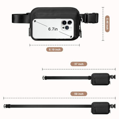 Two Way Zipper Fanny Pack for Women Men, Lightweight Crossbody Bag - color: 1. Black