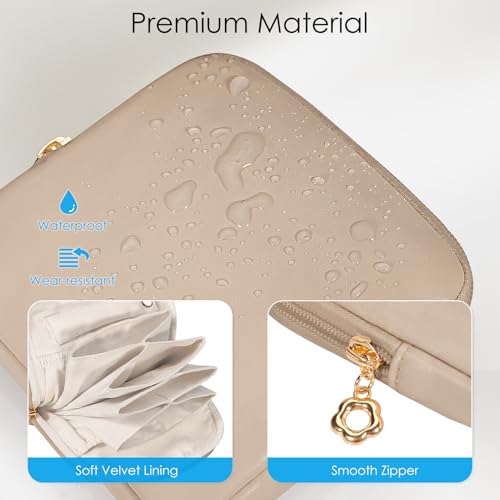SITHON Small Travel Jewelry Case with Ring Holder, Mini Jewelry Pouch Bags - color: Toffee