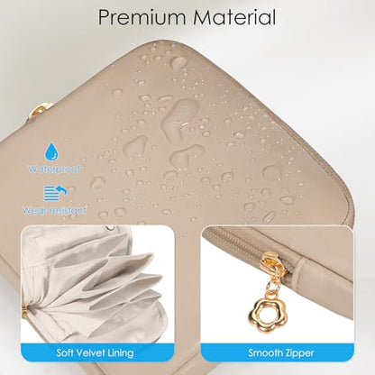 SITHON Small Travel Jewelry Case with Ring Holder, Mini Jewelry Pouch Bags - color: Toffee