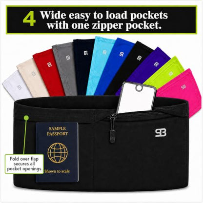 StashBandz Running Belt, Money Belt, 4-Pocket Phone Holder with Zipper - color: Aqua, size: Small