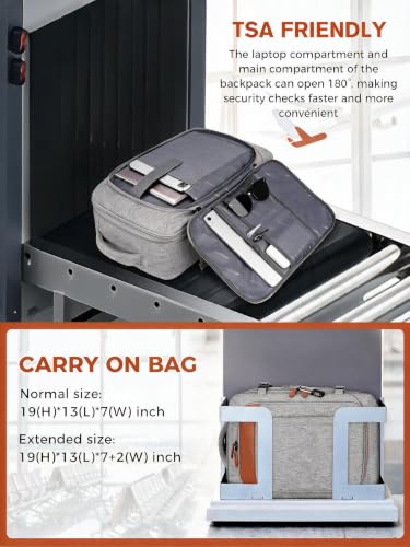 Vancropak Carry On Backpack for Airplanes, Flight Approved Travel Backpack - color: Grey