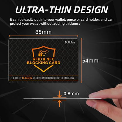 5 Pack RFID Blocking Card – One Card Protects Entire Wallet & Purse, NFC Contactless Bank Debit Credit Card Protector, Latest 13.56MHZ Electronic Blocking Technology – Slim Design for Men & Women