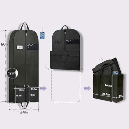 60" Garment Bag for Long Dresses, Gown Cover for Travel and Storage - size: Var-GYD-60-1P