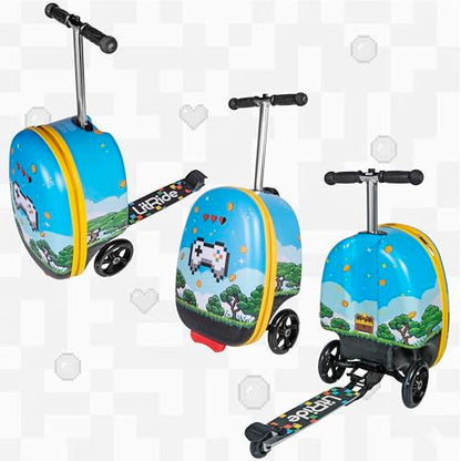 Kids Ride-On Scooter Luggage, Carry-On Suitcase, Ages 4+ - style: Gamer