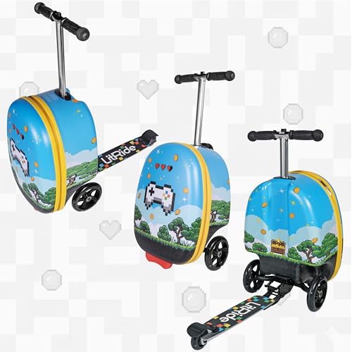 Kids Ride-On Scooter Luggage, Carry-On Suitcase, Ages 4+ - style: Gamer