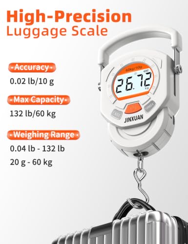 Fishing Scale 132lb/60kg Luggage Scale Digital Fish Scale with Backlit LCD Display, Fish Weight Scale Luggage Weight Scale Hanging Scale with 4 Units USB Cord, Fishing Accessories Fishing Gift - style: USB Rechargeable