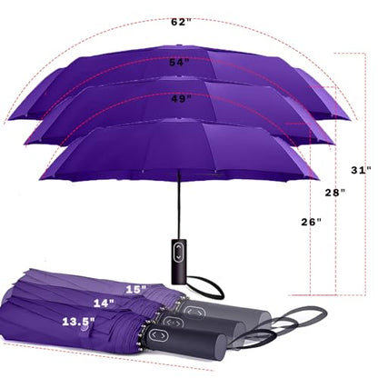 MRTLLOA Compact Golf Umbrella, 10 Ribs Vented Windproof Travel - color: Purple, size: 49 Inch