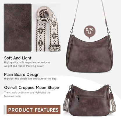 APHISON Trendy Leather Crossbody Purse, Women's Shoulder Handbag - color: 06-taupe