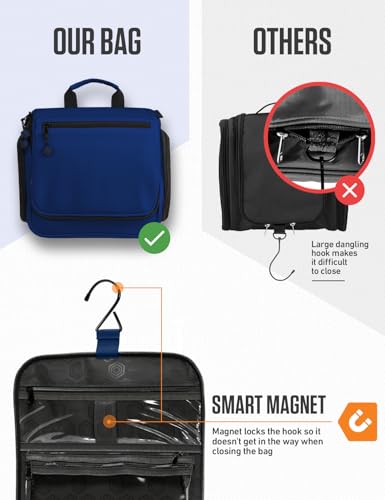 VENTURE 4TH Hanging Travel Toiletry Bag, 18 Compartments - Navy Blue - color: Navy