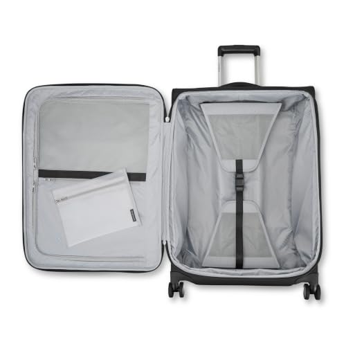 Samsonite Soft-Sided Medium Checked 25-Inch Expandable PortLift Suitcase: Durable, 360° Spinner Wheels, Adjustable Handle, TSA Lock, 2 Front & Side Pocket- Black - color: Black, size: 25-Inch Checked-Medium