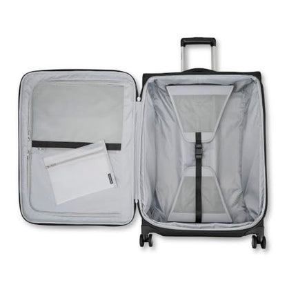Samsonite Soft-Sided Medium Checked 25-Inch Expandable PortLift Suitcase: Durable, 360° Spinner Wheels, Adjustable Handle, TSA Lock, 2 Front & Side Pocket- Black - color: Black, size: 25-Inch Checked-Medium