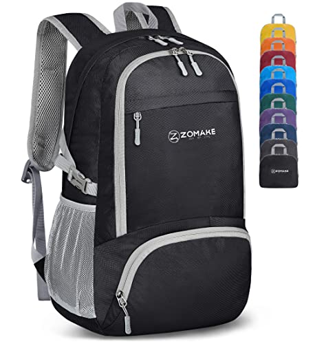 ZOMAKE Lightweight Packable Backpack 30L, Foldable Travel Hiking Daypack - color: A-black, size: 30L