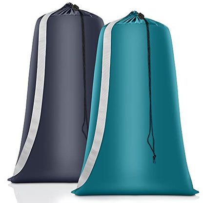 Coomee Heavy Duty Laundry Bag, 2 Pack XXL Nylon Laundry Bags with Straps - color: Blue, size: 48" x 28" x 1"