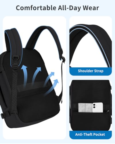 WANDF Personal Item Travel Bag 18x14x8, Carry On Laptop Backpack (Black) - color: B-black, size: 18x14x8