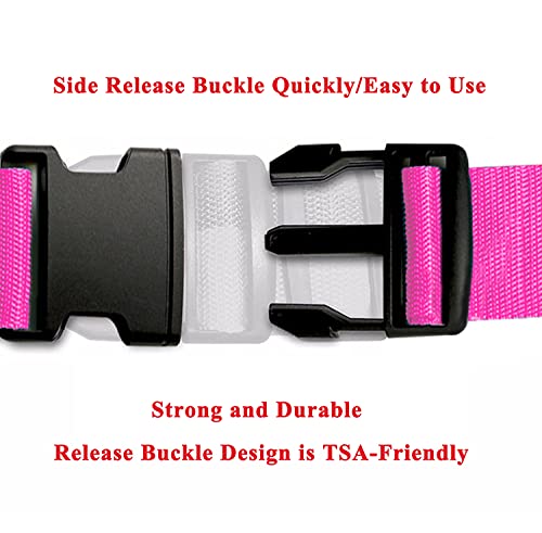 2 Pack Suitcase Belts, Adjustable Luggage Straps, Bright Colors Travel Packing Straps with Quick Release Buckle (Pink) - color: Pink
