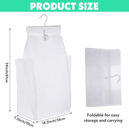2 Pcs Hanging Foldable Breathable Mesh Laundry Hamper, Hanging Laundry Bag, White, 24 x 14.2 x 7.5 in
