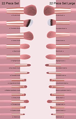 Koccido Makeup Brushes 22 Pcs Makeup Kit,Foundation Brush Eyeshadow Brush Make up Brushes Set (Pink, 22 Piece Set Large) - color: Pink, size: 22 Piece Set Large